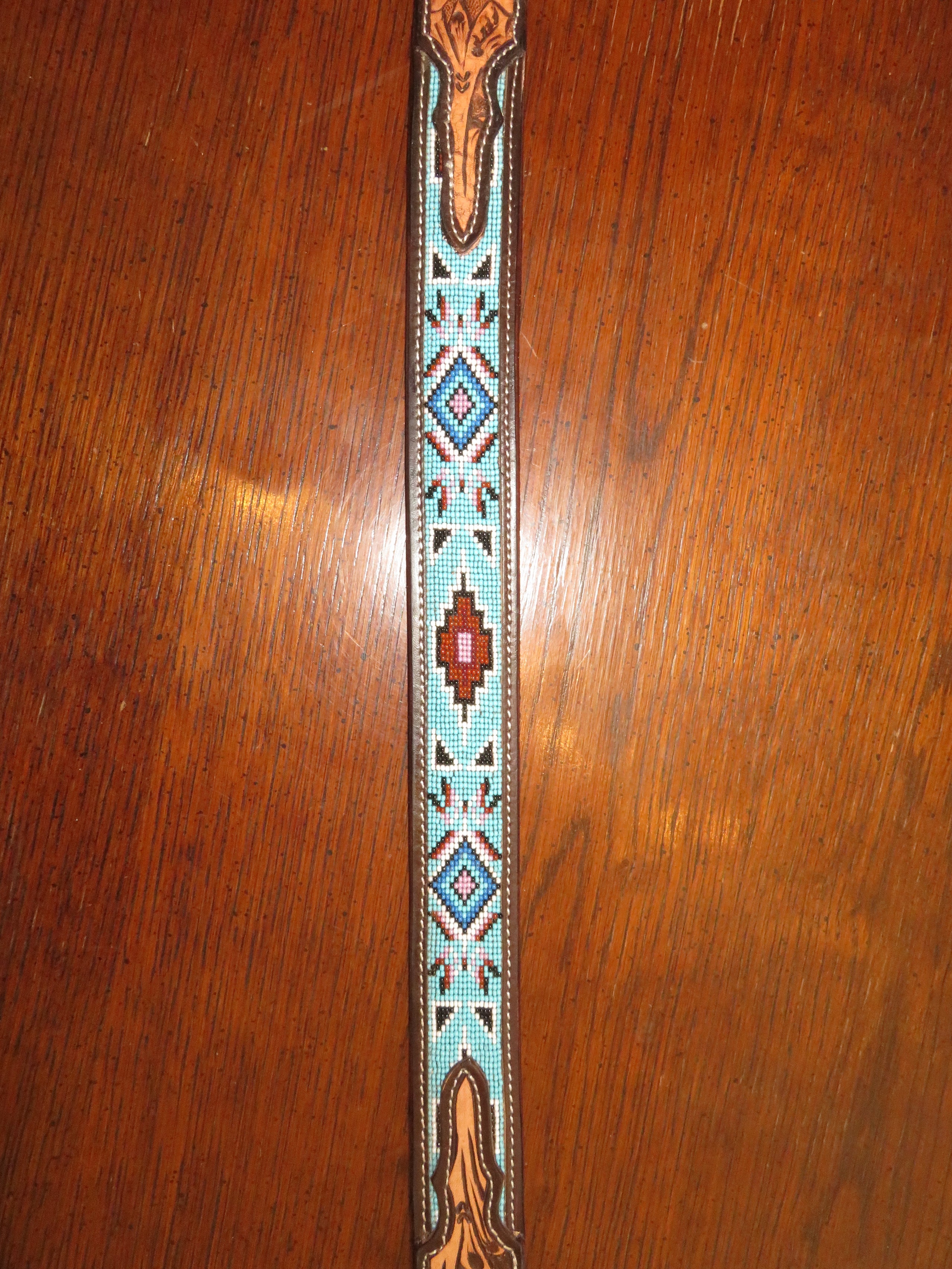 Challenger Leather Belt with a Turquoise native American pattern