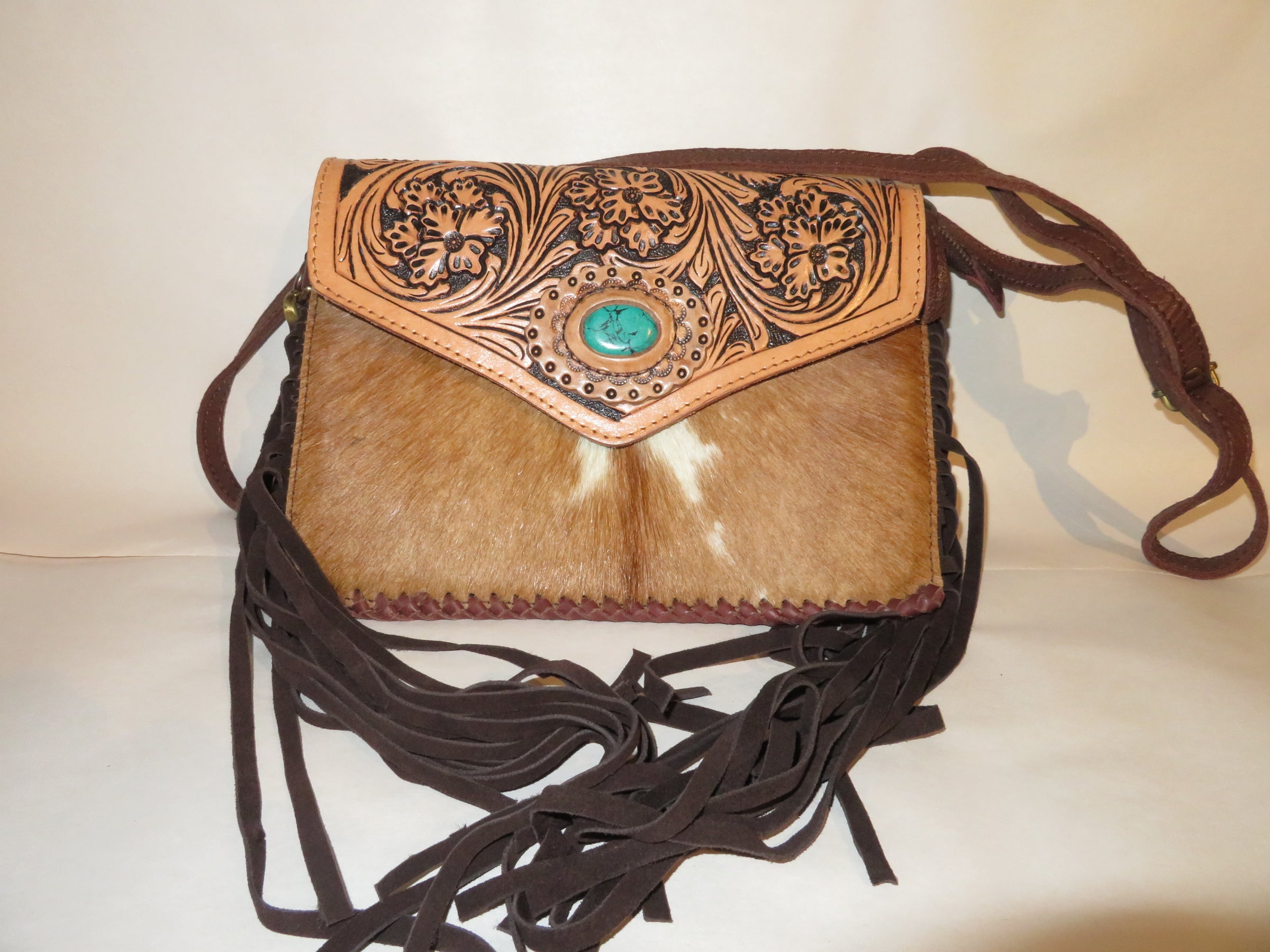 Challenger Women's Western Floral Tooled Leather Shoulder Purse Handbag