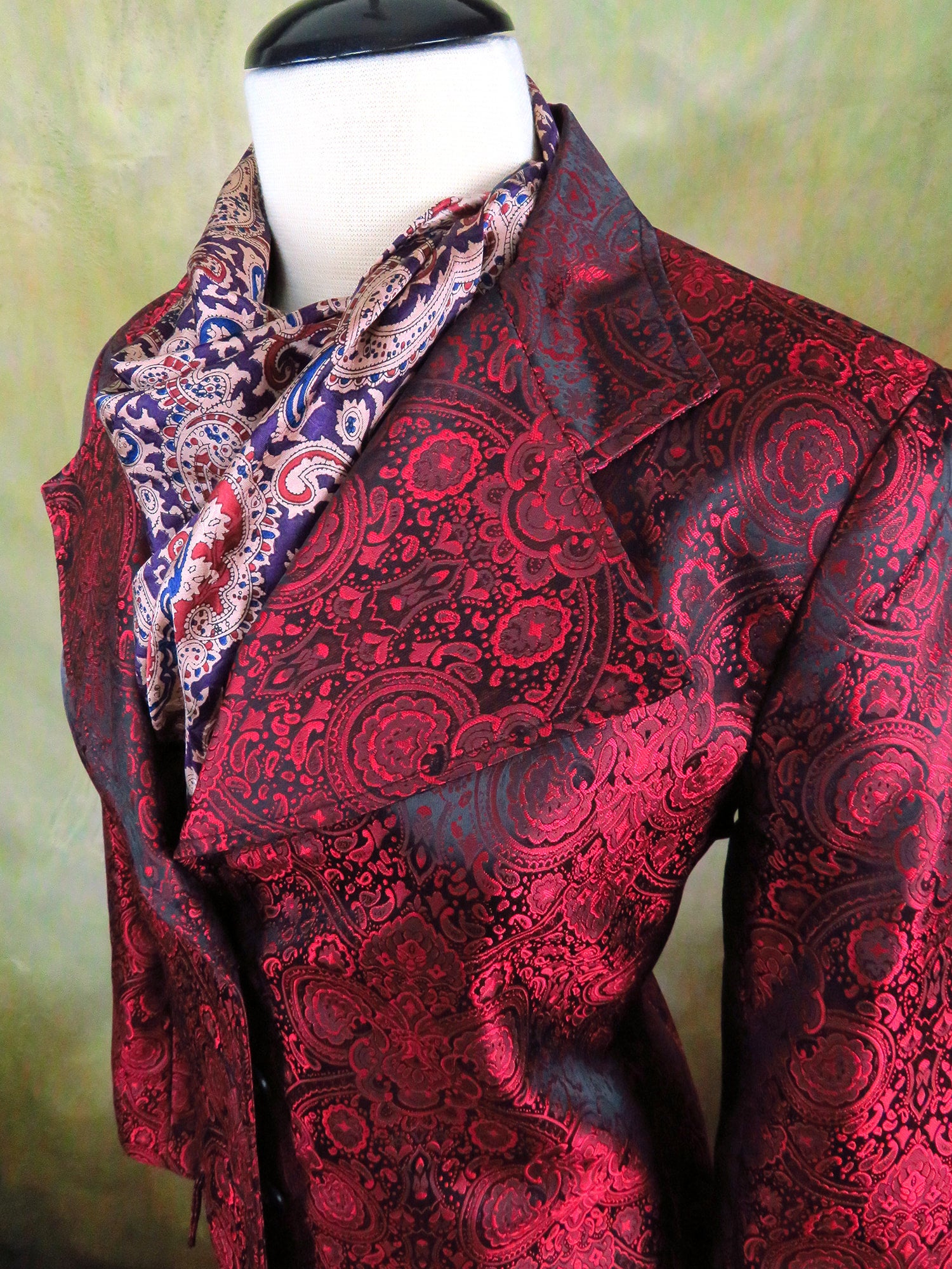 Mens 2 Button Black & Red Paisley Prom Blazer