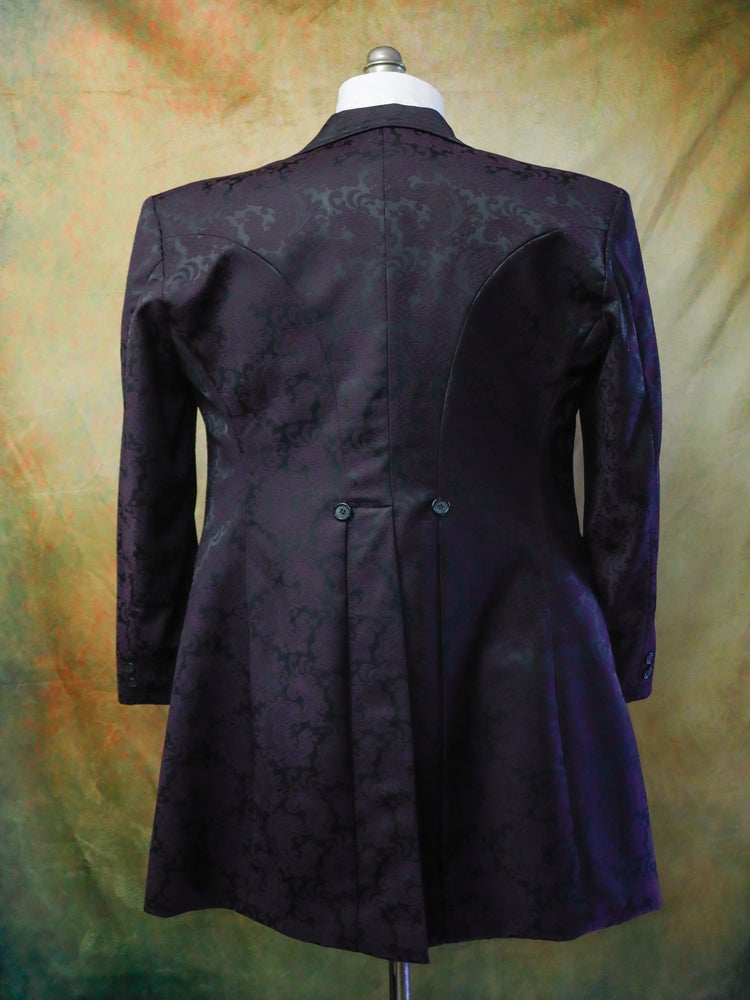 Men's Brocade Frock Coat - Plum Paisley